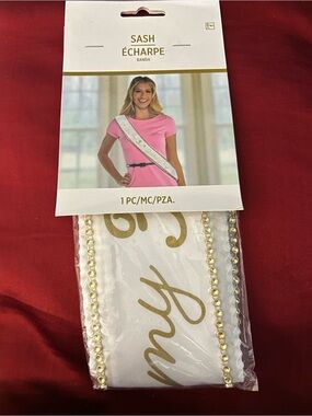Party City White and Gold Celebration Sash